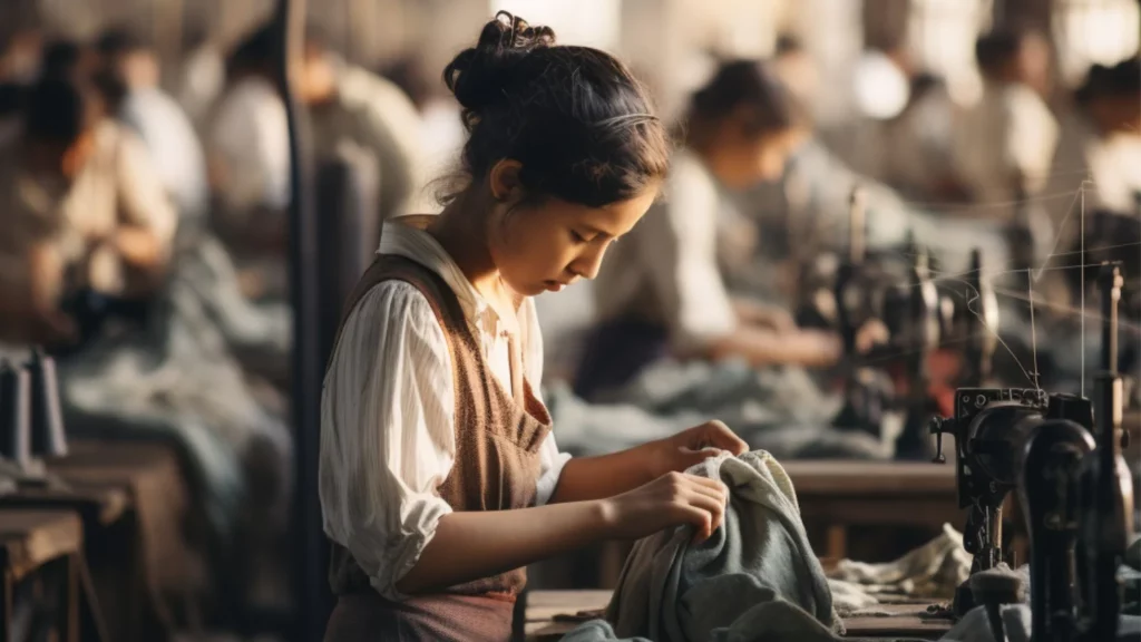 côté obscur de la fast fashion. Jeune fille au travail